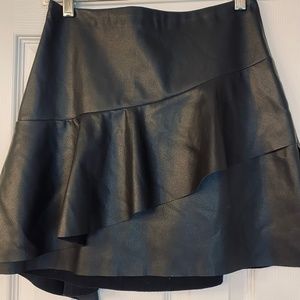 Do+Be Faux Leather Skirt with Ruffle in Black